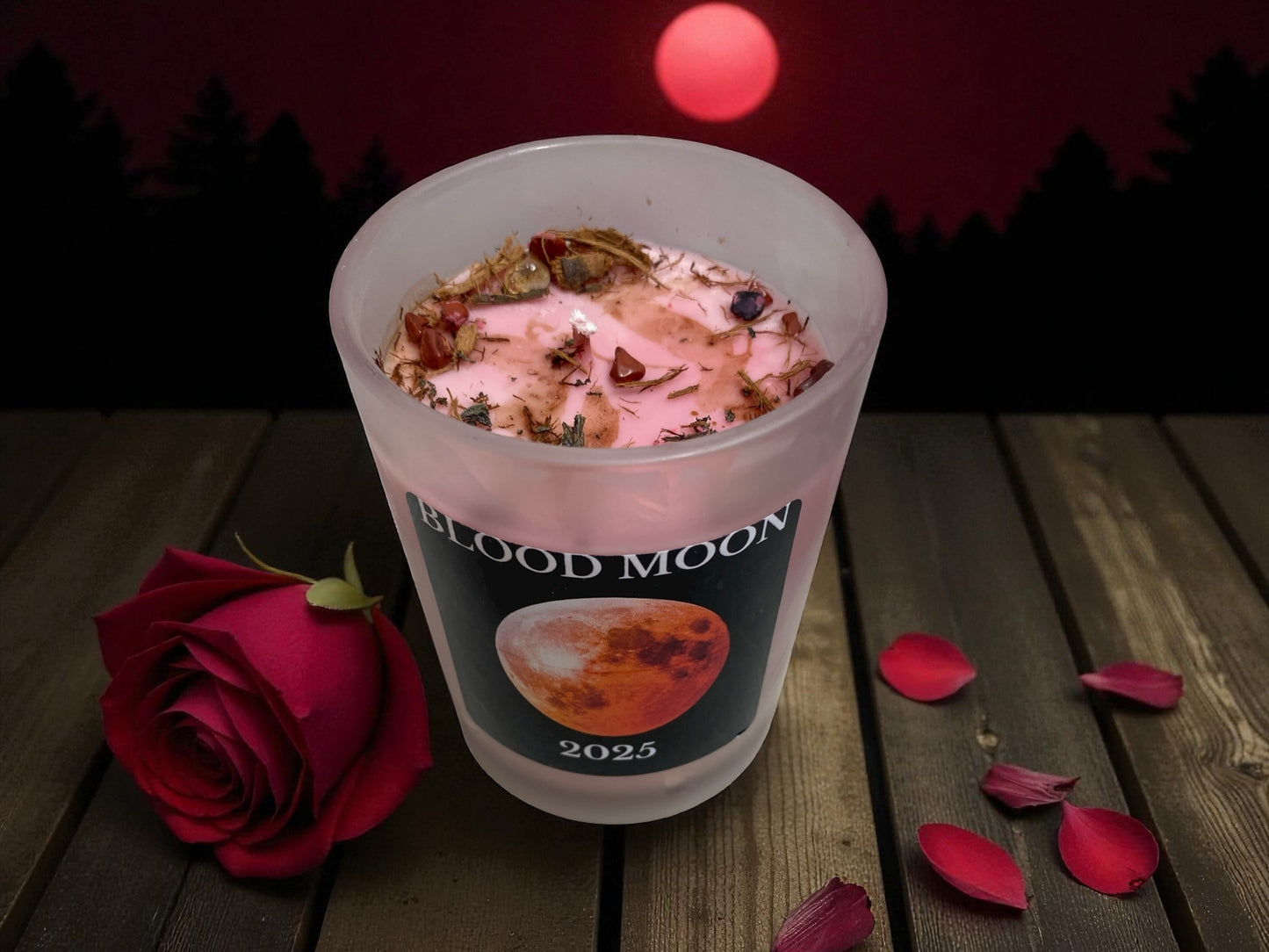 Blood Moon Candle – Transformation, Shadow Work & Power (8 oz)