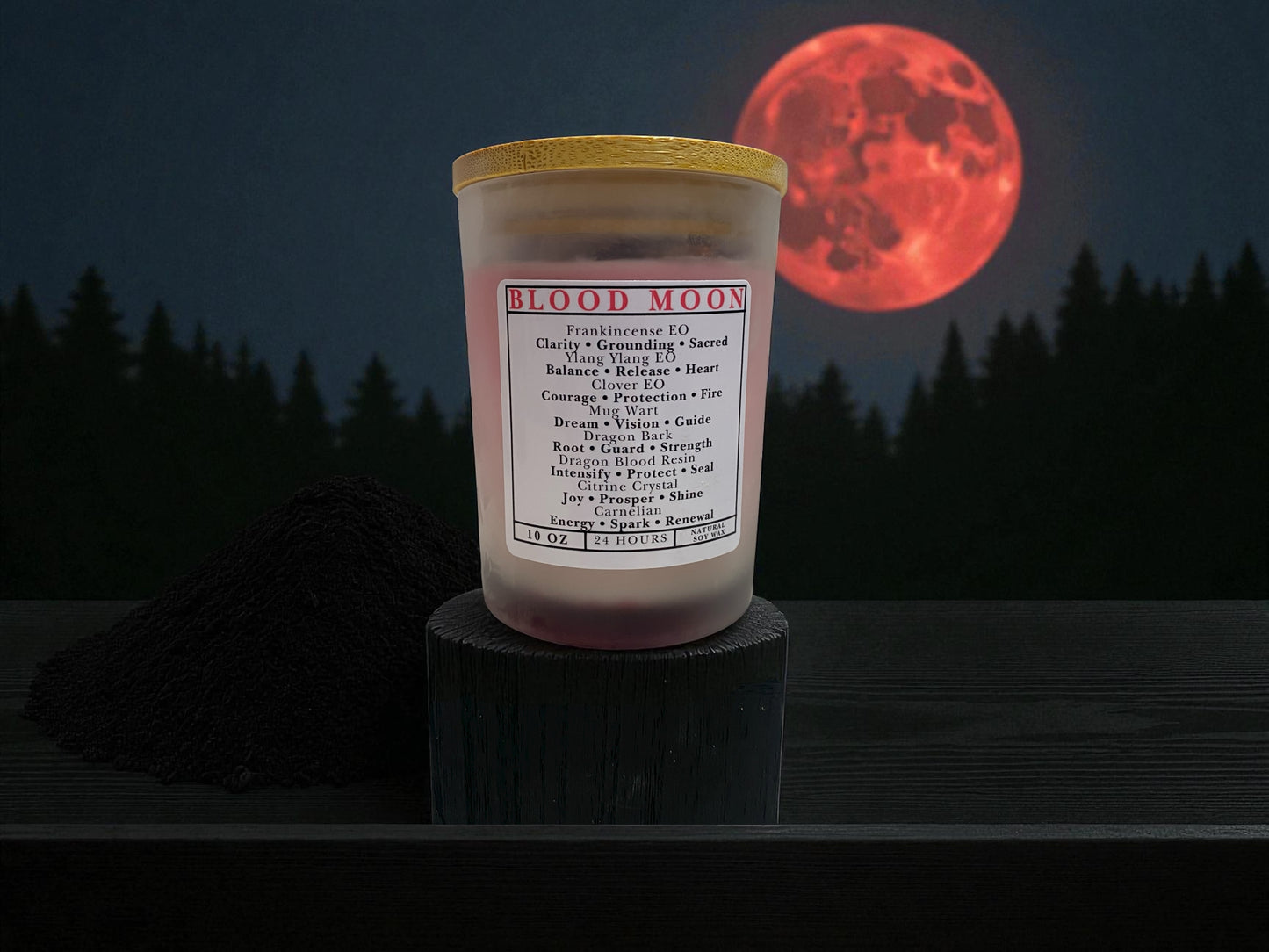 Blood Moon Candle – Transformation, Shadow Work &amp; Power (8 oz)